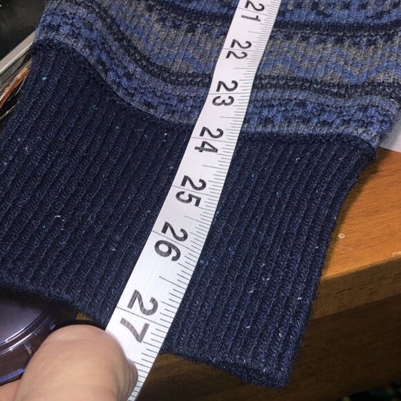 Banana Republic  Wool  Blend Sweater  Blue Fair Isle Nordic Men's L  Elbow Patch - Picture 9 of 10